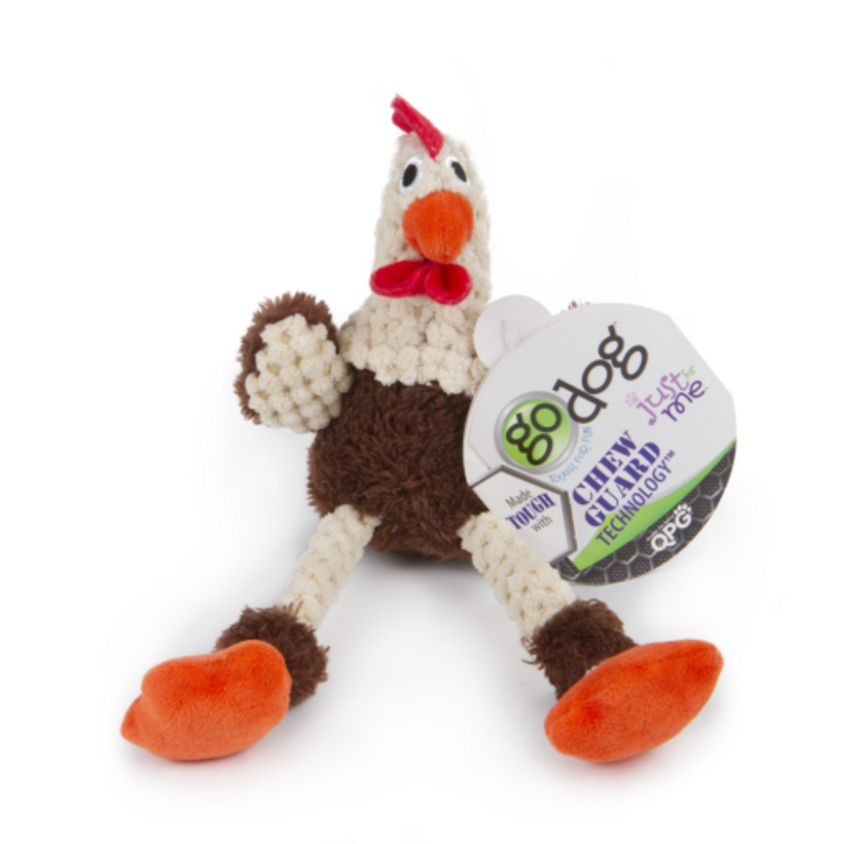 GoDog goDog Checkers Skinny Brown Rooster Just for Me Durable Plush Squeaker Dog Toy - Mini