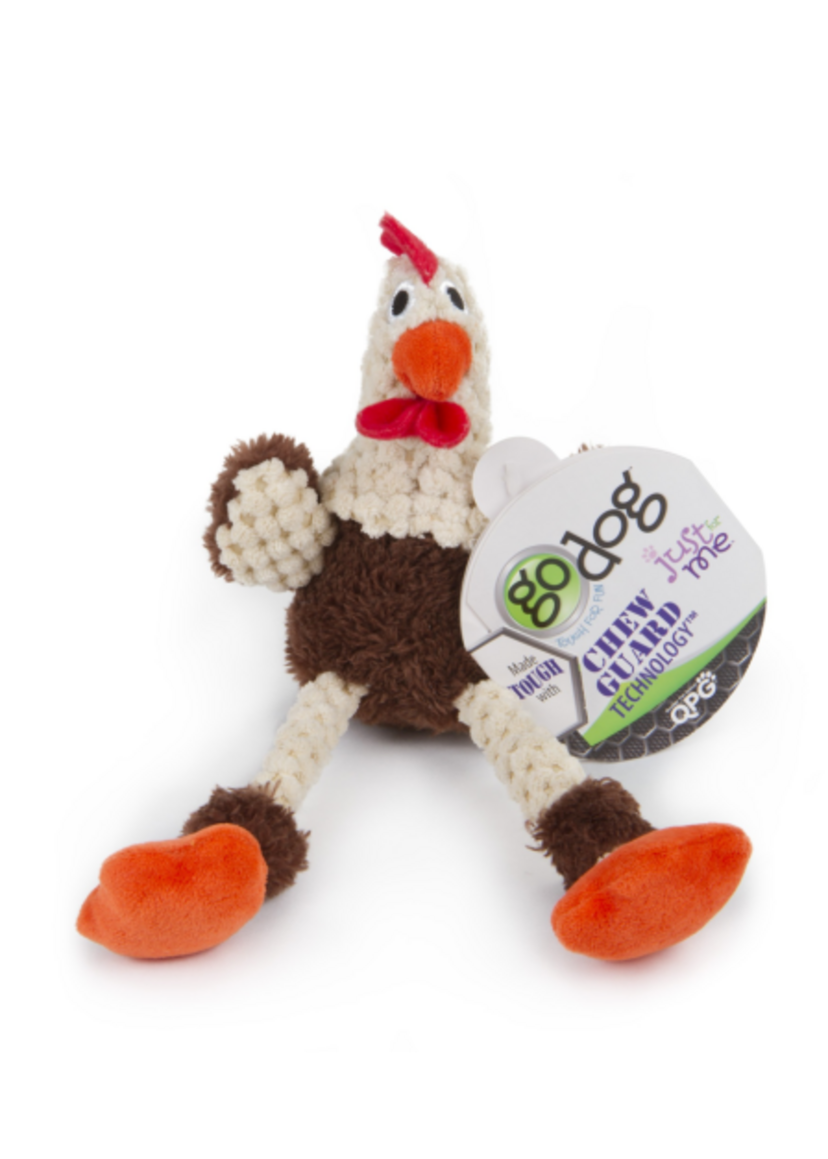 GoDog goDog Checkers Skinny Brown Rooster Just for Me Durable Plush Squeaker Dog Toy - Mini