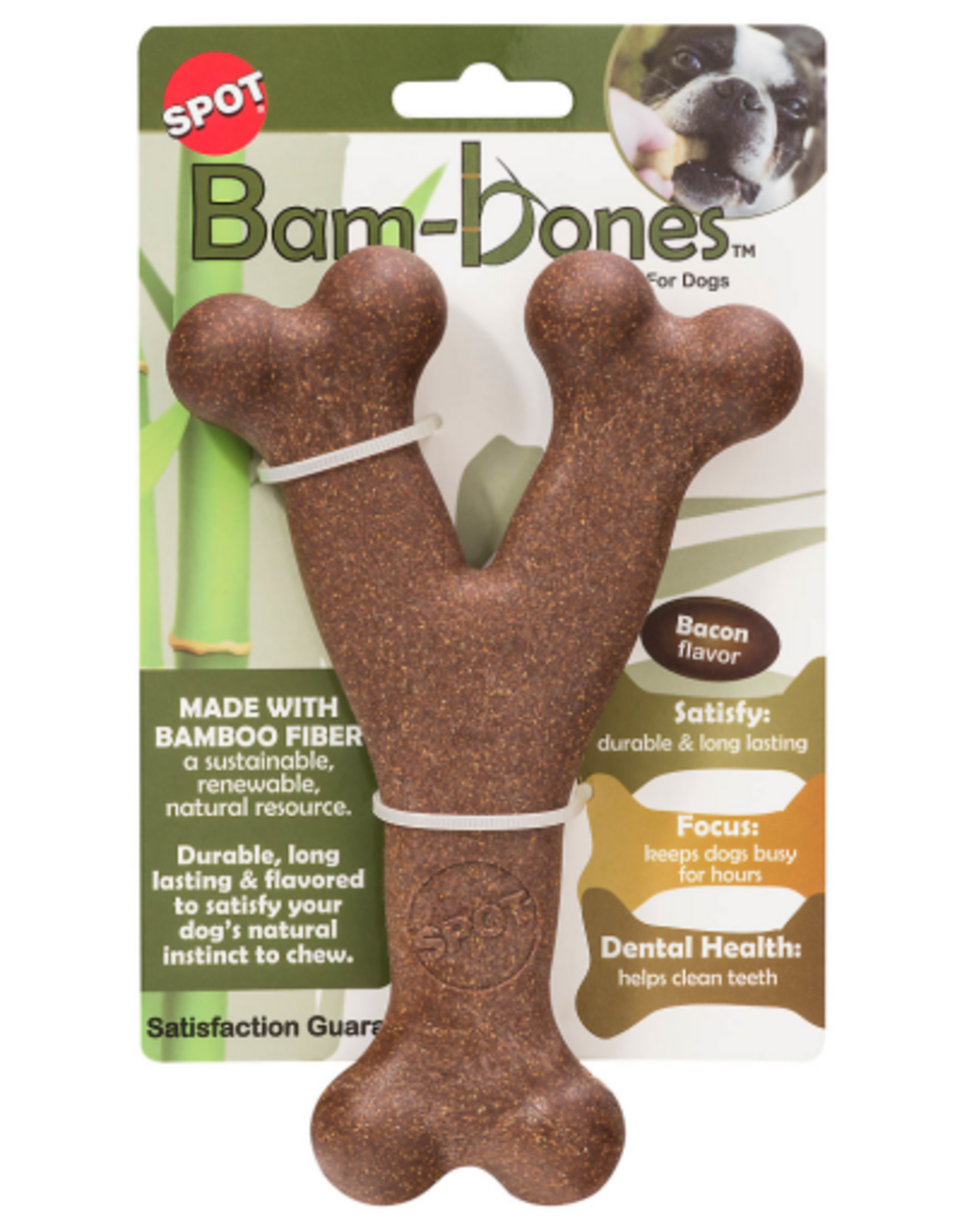 Ethical Pet Spot Bambone Wish Bone Bacon Dog Treat Chew Toy