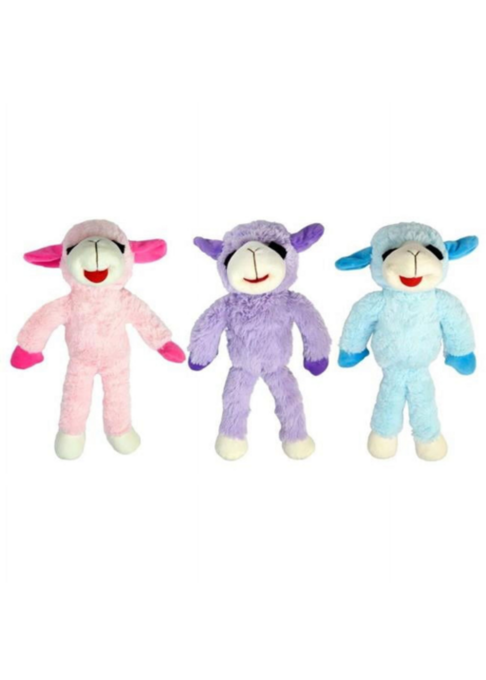Multipet Multipet 14 in. Floppy Lamb Chop Dog Toy Pink/Purple/Blue