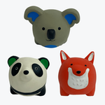 Multipet Multipet Latex Round Animal Dog Toy  3 Pack includes Koala  Fox and Panda  Multi-color  Size: 2.5