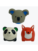 Multipet Multipet Latex Round Animal Dog Toy  3 Pack includes Koala  Fox and Panda  Multi-color  Size: 2.5