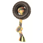 Mammoth Mammoth TireBiter II Rubber Tire Dog Toy with Rope Small 3.75"