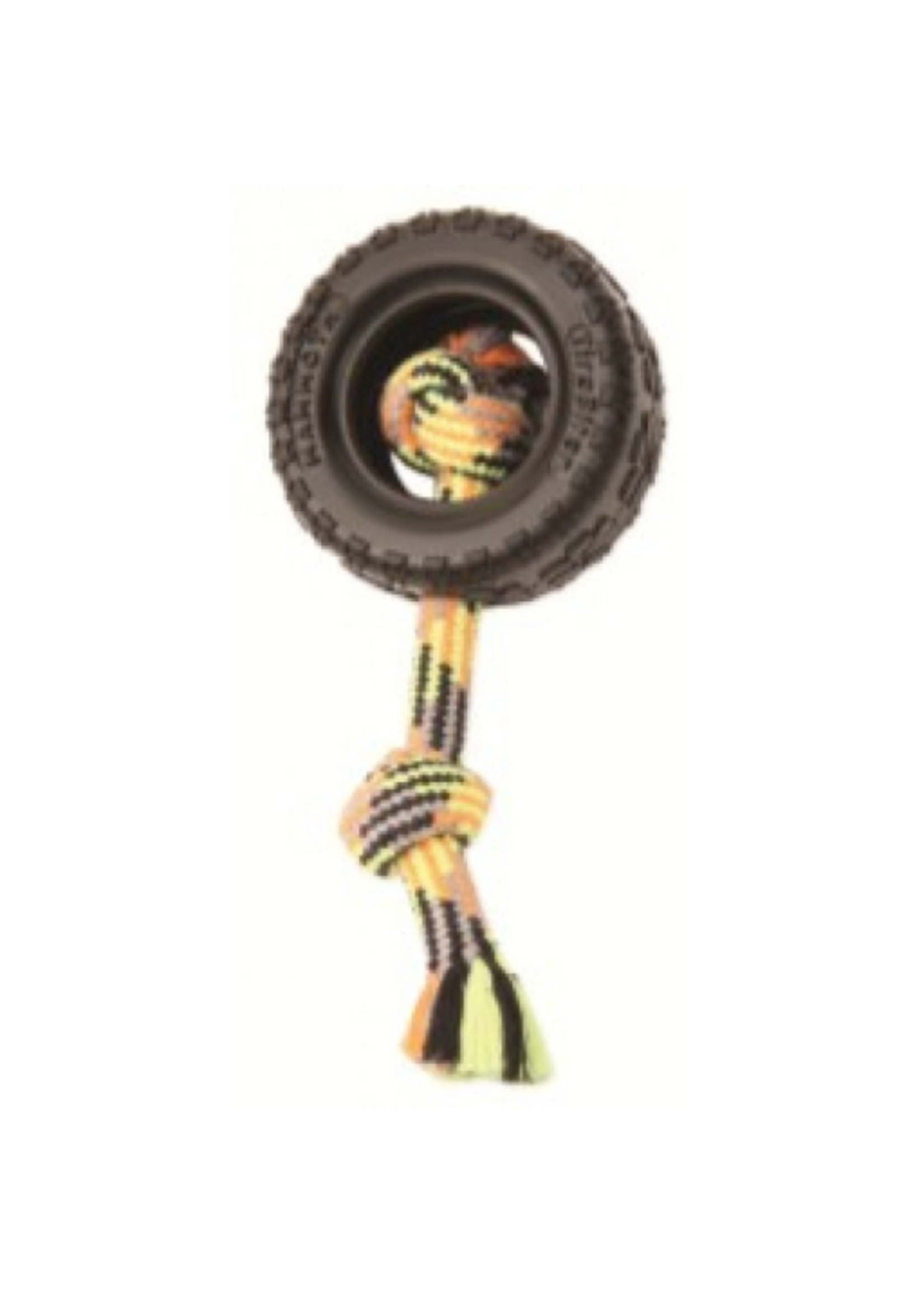 Mammoth Mammoth TireBiter II Rubber Tire Dog Toy with Rope Small 3.75"