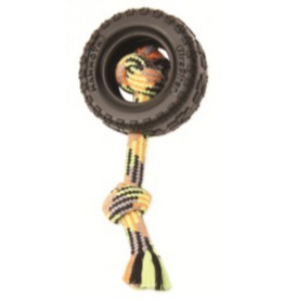 Mammoth Mammoth TireBiter II Rubber Tire Dog Toy with Rope Small 3.75"