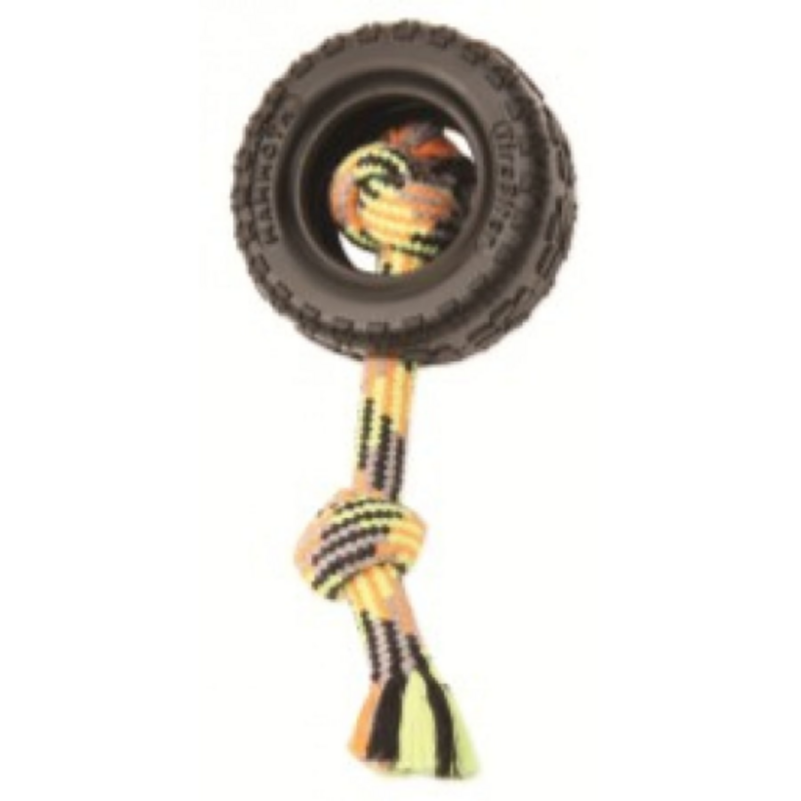 Mammoth Mammoth TireBiter II Rubber Tire Dog Toy with Rope Small 3.75"