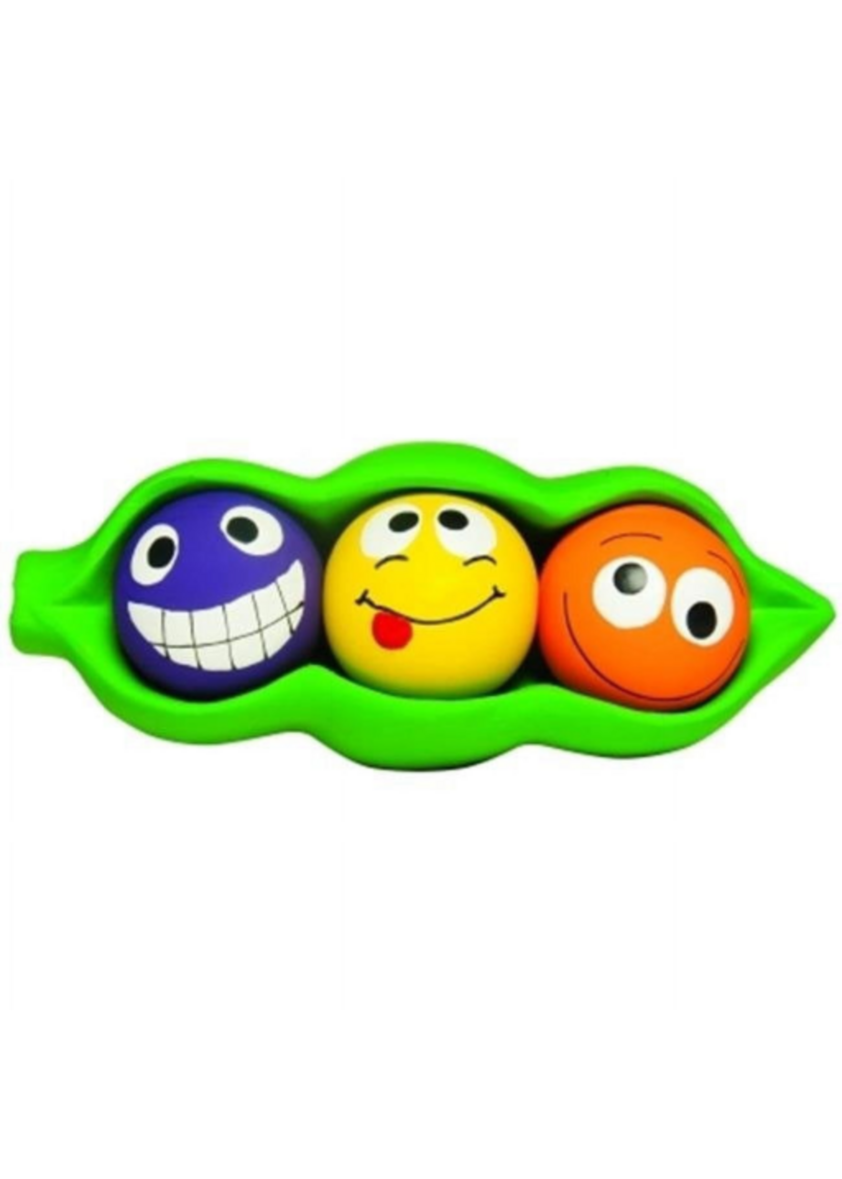 Multipet Multipet Three Peas in a Pod Latex 4-1 Dog Toy with Squeaker Balls inside Squeaker Pod  7.5