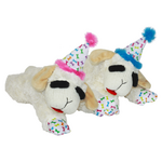 Multipet Multipet Lamb Chop with Birthday Hat Dog Toy  Assorted Colors  Size: 10.5”