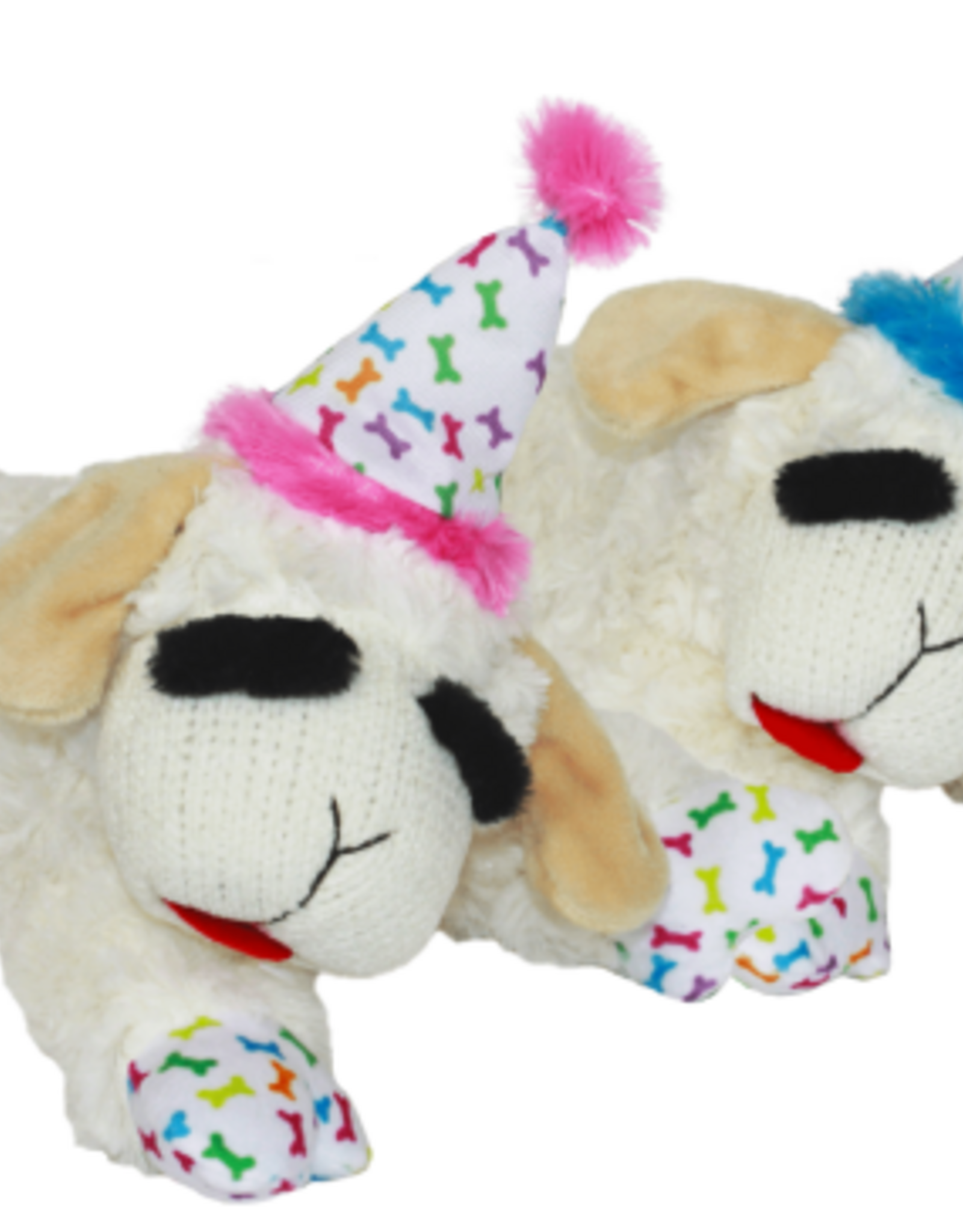 Multipet Multipet Lamb Chop with Birthday Hat Dog Toy  Assorted Colors  Size: 10.5”