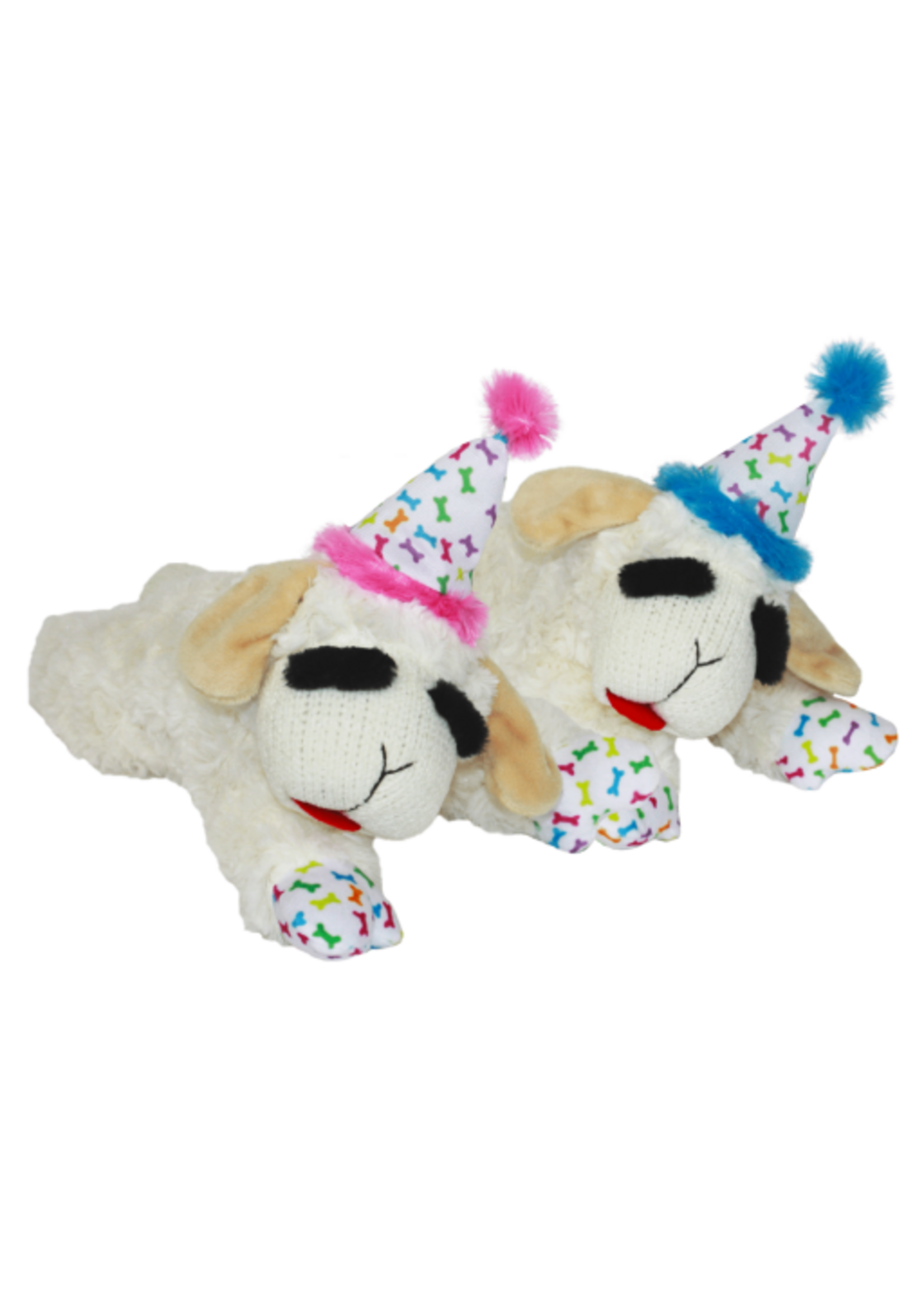 Multipet Multipet Lamb Chop with Birthday Hat Dog Toy  Assorted Colors  Size: 10.5”