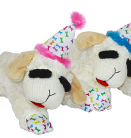 Multipet Multipet Lamb Chop with Birthday Hat Dog Toy  Assorted Colors  Size: 10.5”