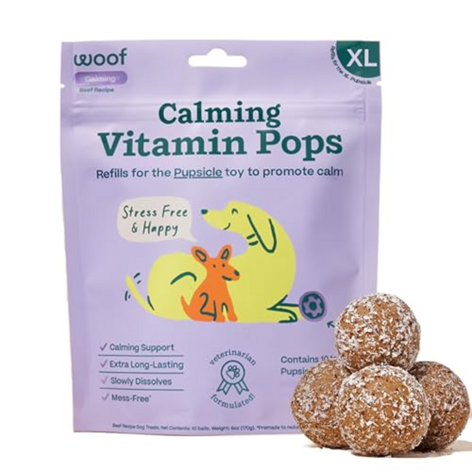 Woof Woof Pupsicle Refills - Calming Dog Treats - XL Pops - 5 Count