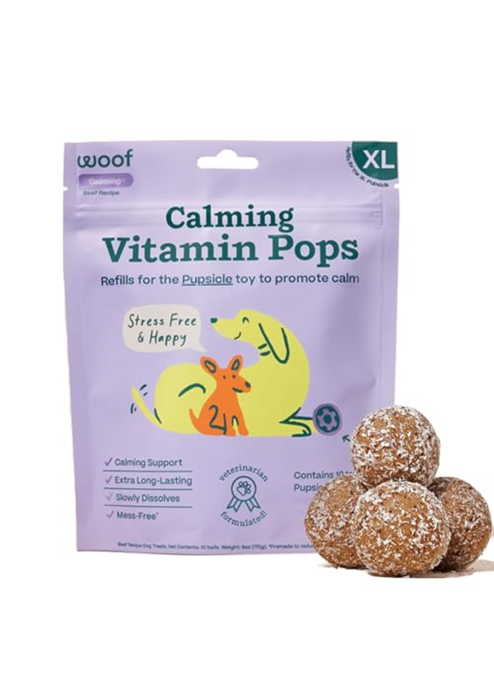 Woof Woof Pupsicle Refills - Calming Dog Treats - XL Pops - 5 Count