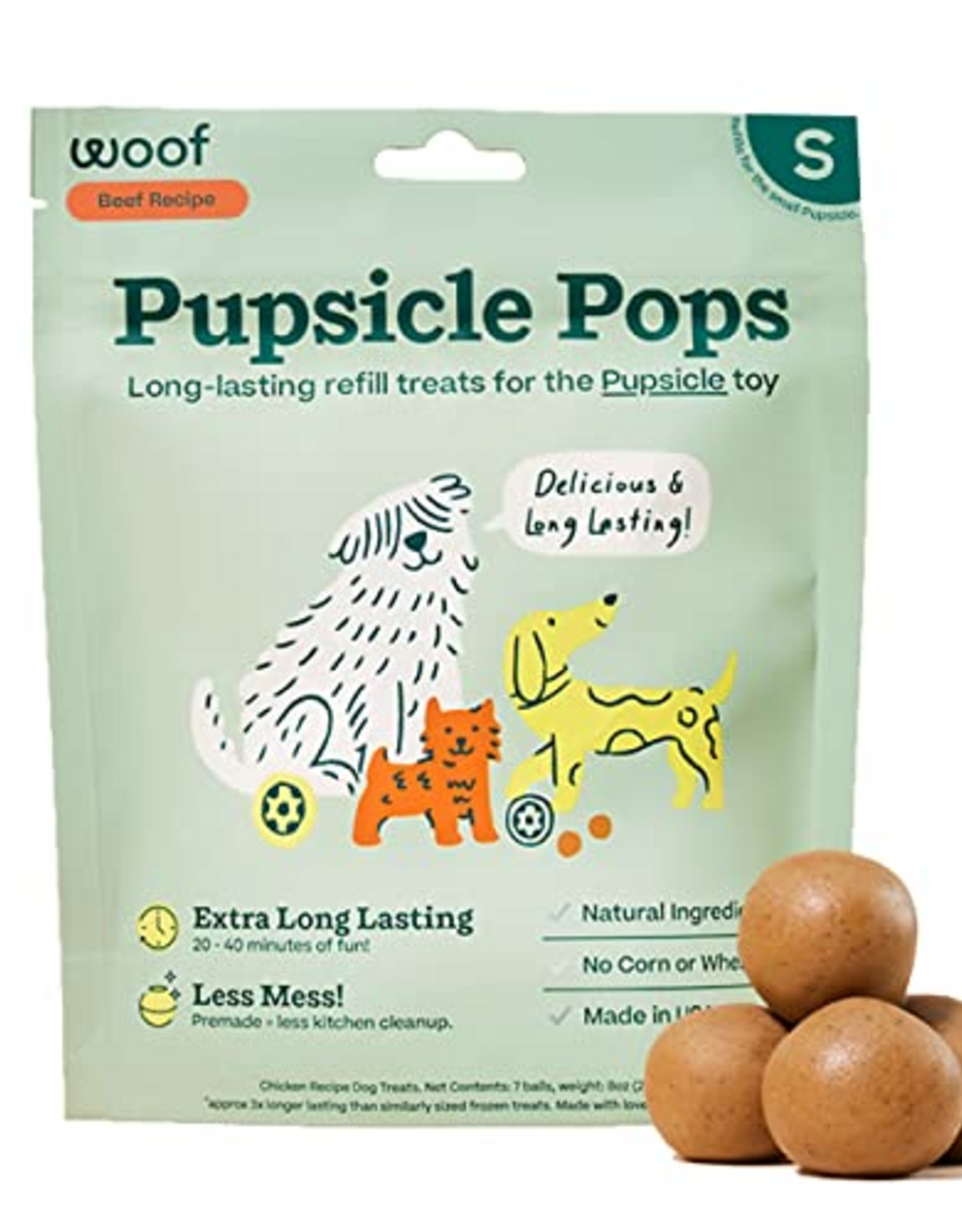 Woof Woof Pupsicle Refills - BEEF PEANUT BUTTER POPS SMALL 6OZ