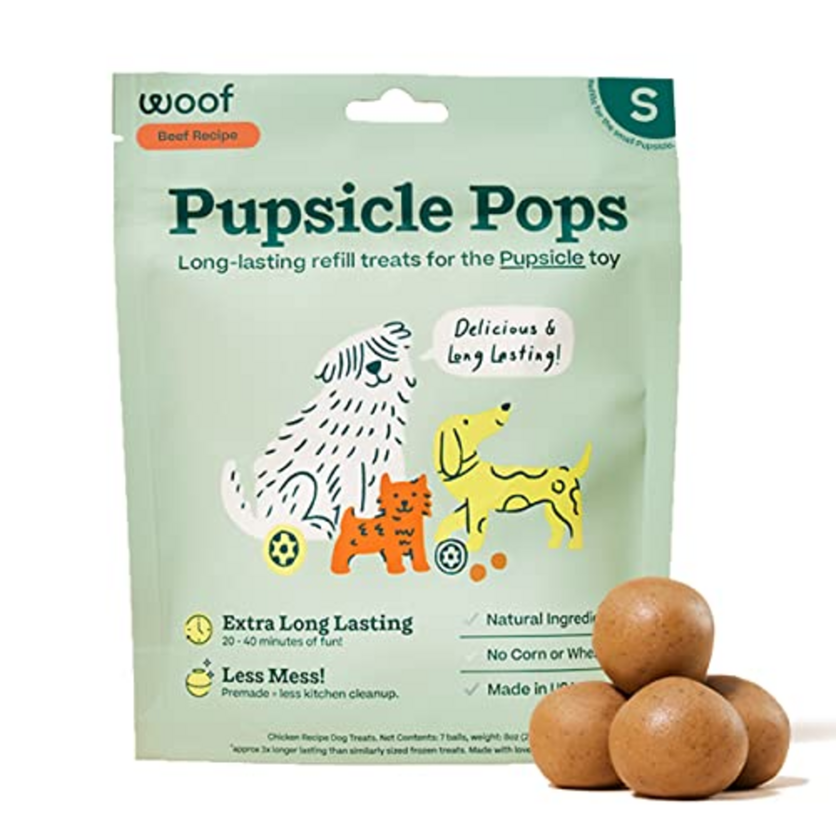 Woof Woof Pupsicle Refills - Beef Peanut Butter Pops Small 6oz 10pk