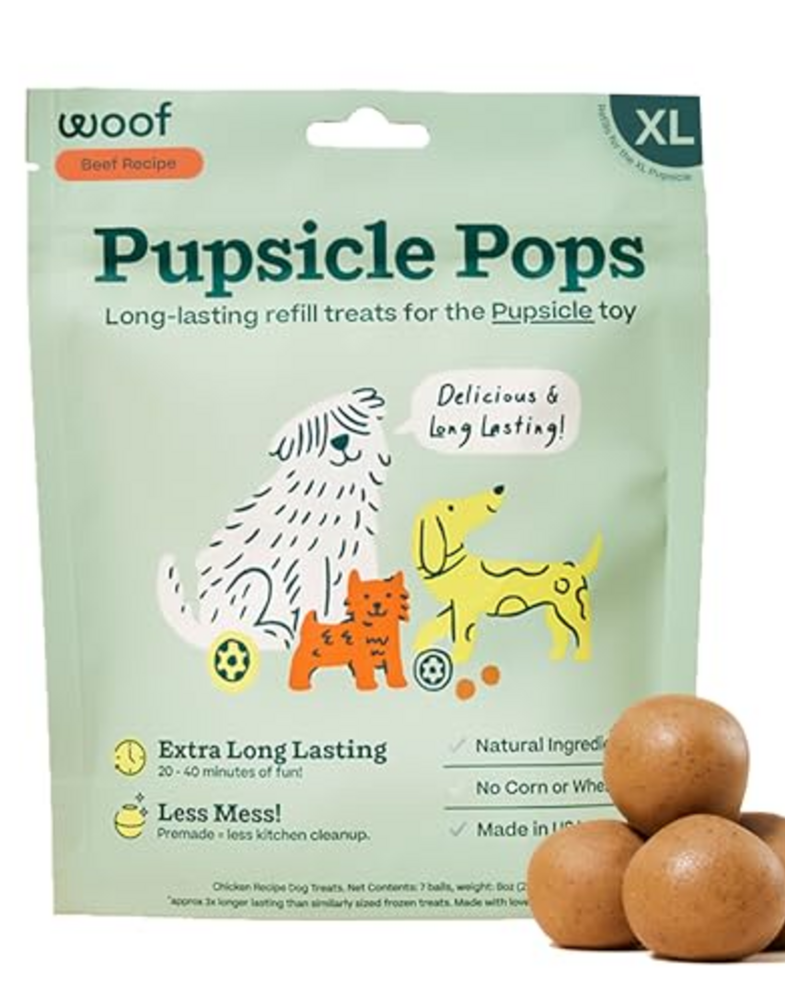 Woof Woof Pupsicle Refills - BEEF PEANUT BUTTER POPS XLARGE 12OZ