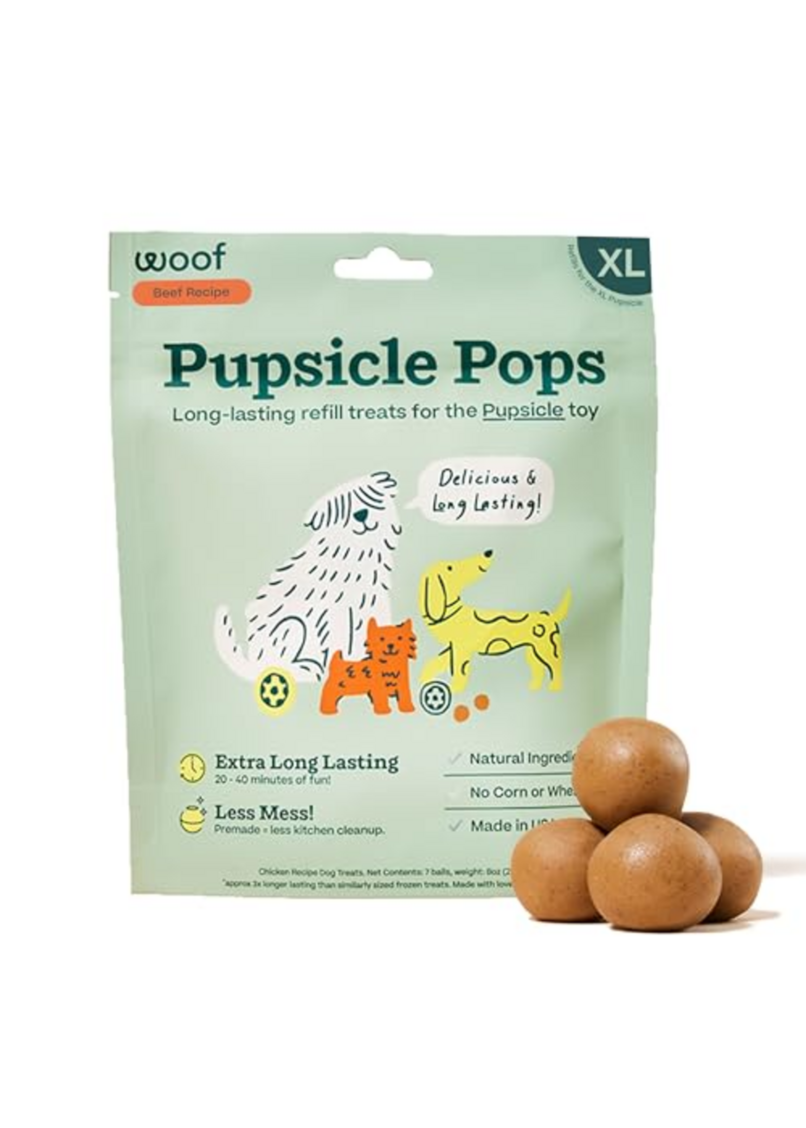 Woof Woof Pupsicle Refills - Beef Peanut Butter Pops Extra Large 12OZ