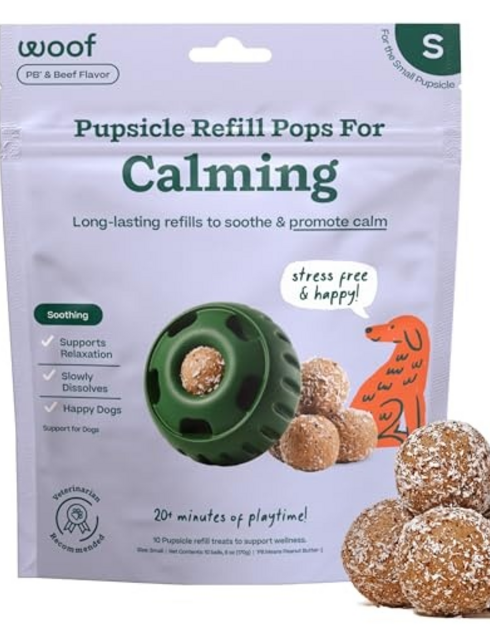 Woof Woof Dog Pupsicle Refills - Calming Dog Treats - Small Pops - 6 oz