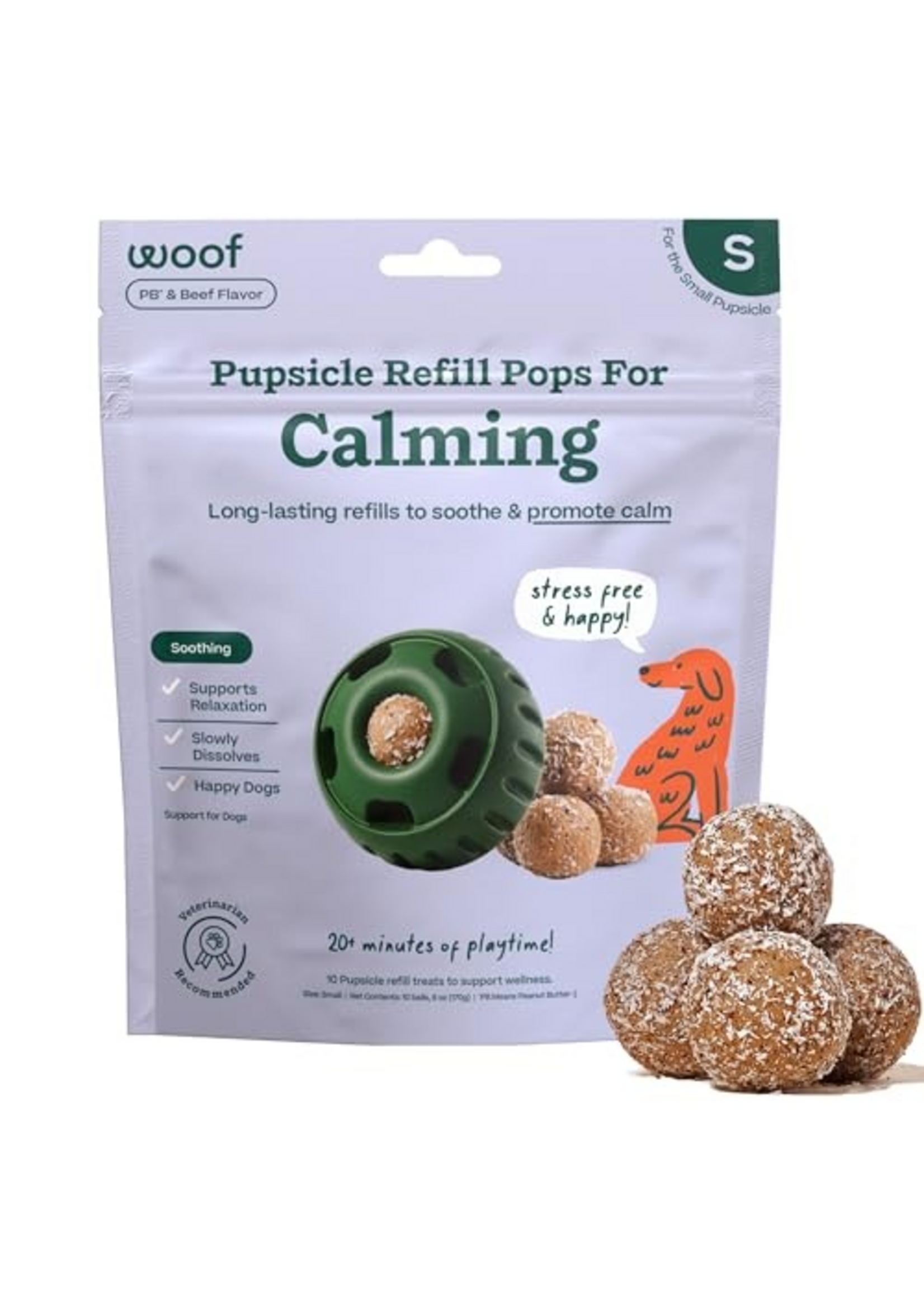 Woof Woof Dog Pupsicle Refills - Calming Dog Treats - Small Pops - 6 oz