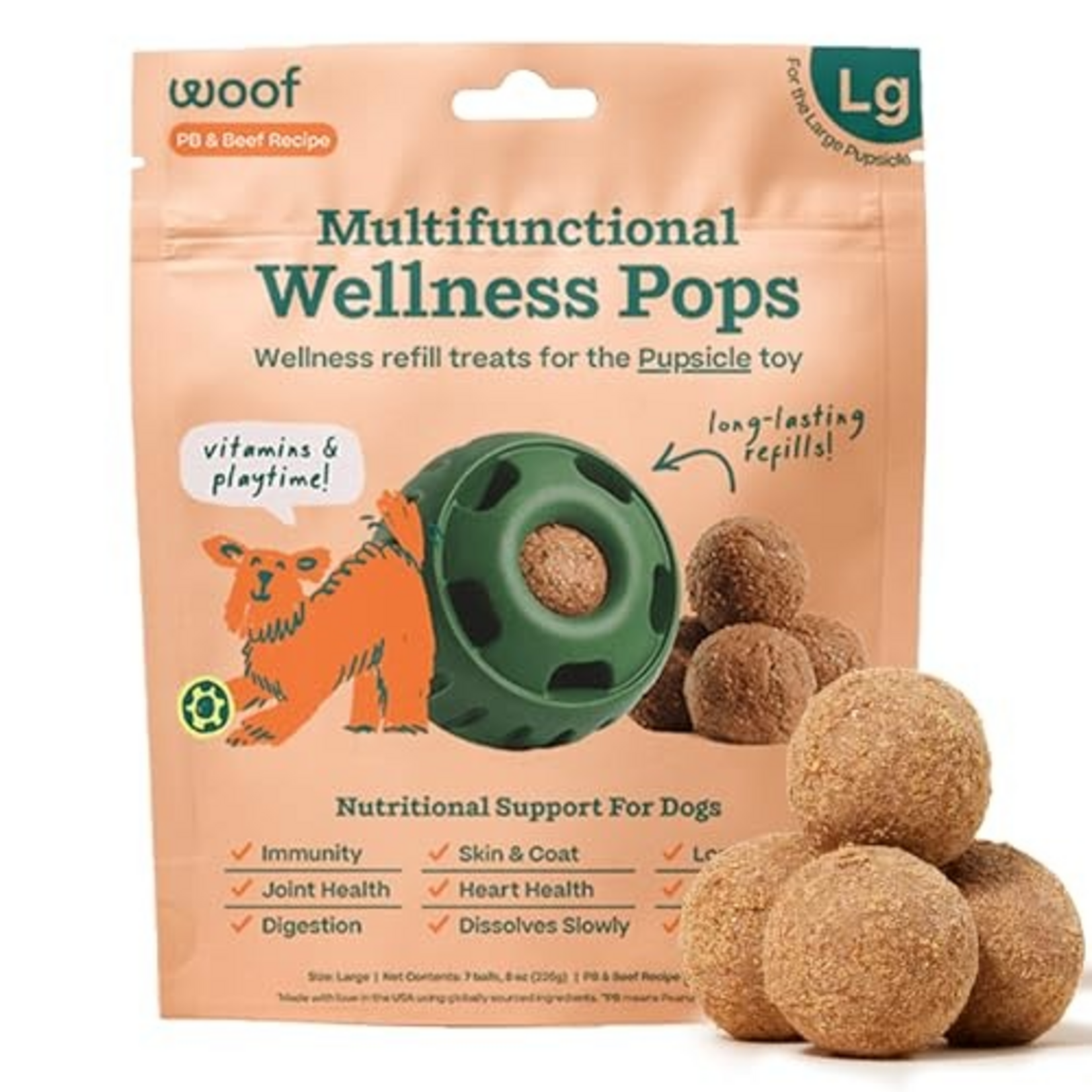 Woof Woof Pupsicle Refills - All-in-1 Multifunctional Wellness Pops - Large 8 oz