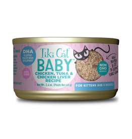 Tiki Cat Tiki Cat Baby Kitten Chicken, Tuna, & Chicken Liver Wet Cat Food 2.4 oz. Case of 12