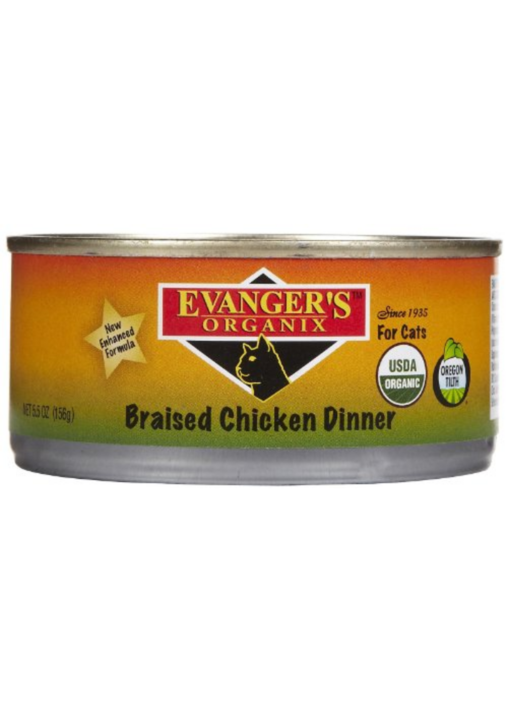 Evanger's Evanger's Organic Braised Chicken Wet Cat Food - 5.5 Oz Cans Case of 24