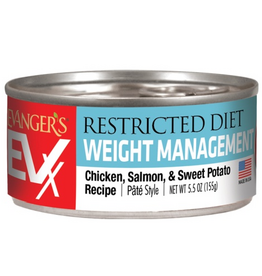 Evanger's Evangers EVX Restricted Diet Weight Management Chicken Salmon & Sweet Potato Wet Cat Food - 5.5 Oz Cans case of 24