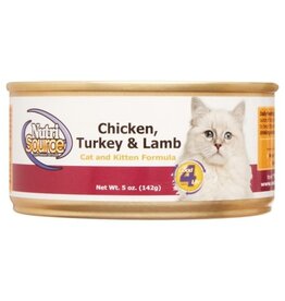 NutriSource NutriSource Cat & Kitten Chicken, Turkey & Lamb Wet Cat Food - 5 Oz Cans, Case of 12