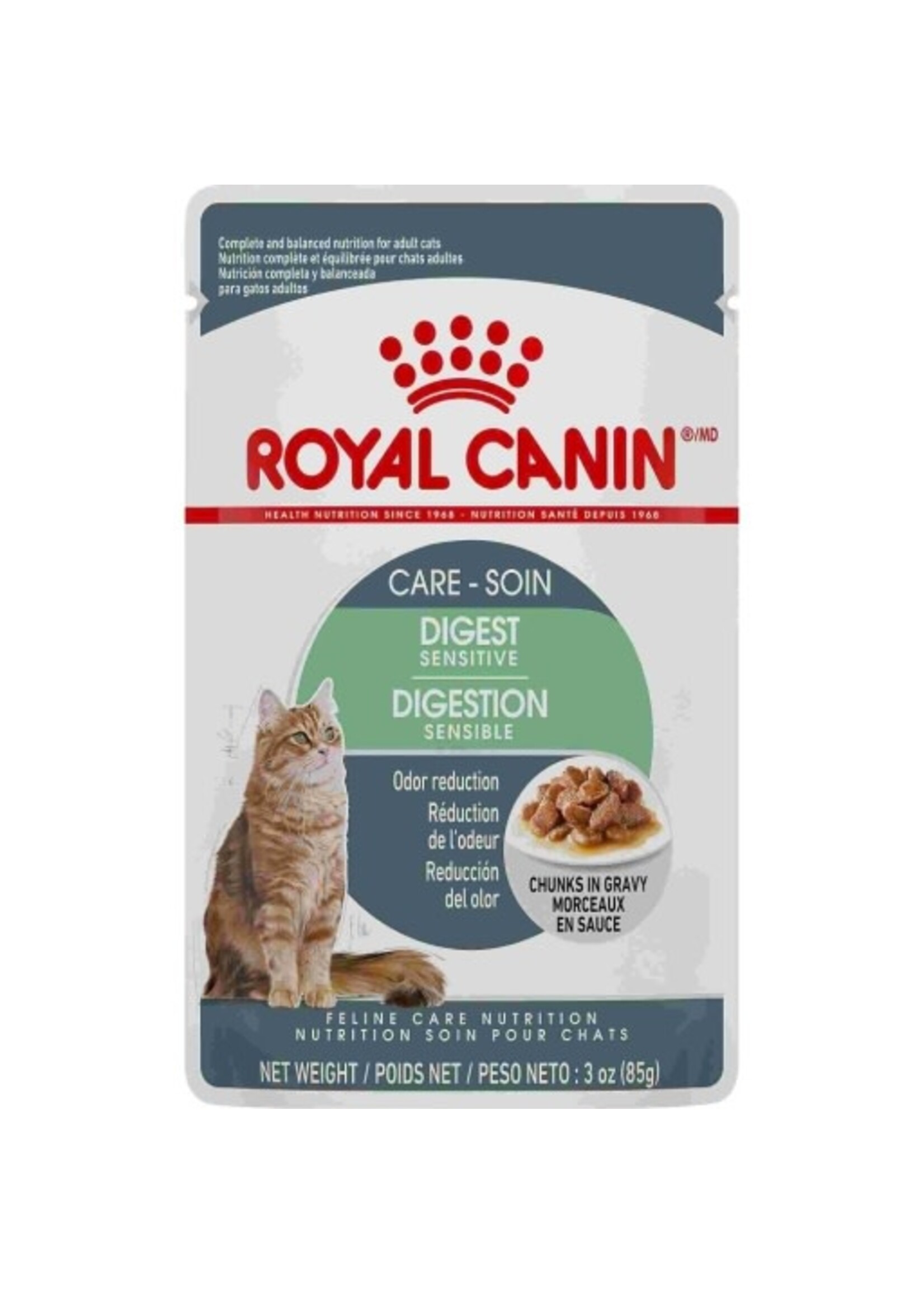 Royal Canin Royal Canin Digestive Care Adult Chunks in Gravy Wet Cat Food, 3-oz Pouches, Case of 12