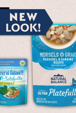 Natural Balance Natural Balance Platefulls Grain Free Indoor Cat Food Indoor Mackerel & Sardine Formula in Gravy 3 Oz Pouches, Case of 24