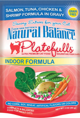 Natural Balance Natural Balance Platefulls Grain Free Indoor Cat Food Indoor Salmon Tuna Chicken & Shrimp Formula in Gravy 3 Oz Pouches, Case of 24