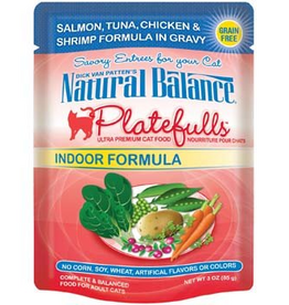 Natural Balance Platefulls Salmon Tuna Chicken & Shrimp Formula in Gravy Indoor Adult Wet Cat Food 3 Oz.