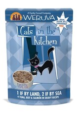 Weruva Cats in the Kitchen 1 If by Land, 2 If by Sea Tuna, Beef & Salmon in Gravy Recipe Wet Cat Food 3 Oz. Pouches Case of 12