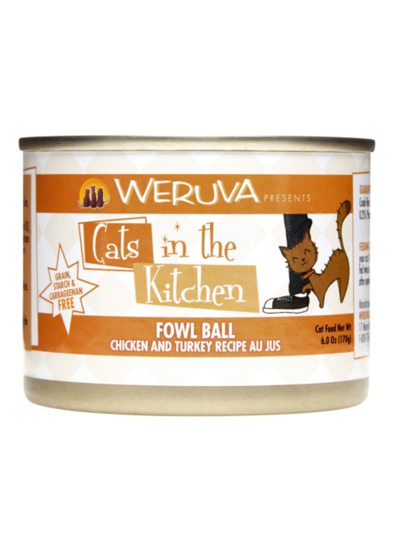 Weruva Weruva Cats in the Kitchen Fowl Ball Chicken & Turkey Au Jus Wet Cat Food  6 oz. Cans, Case of 24