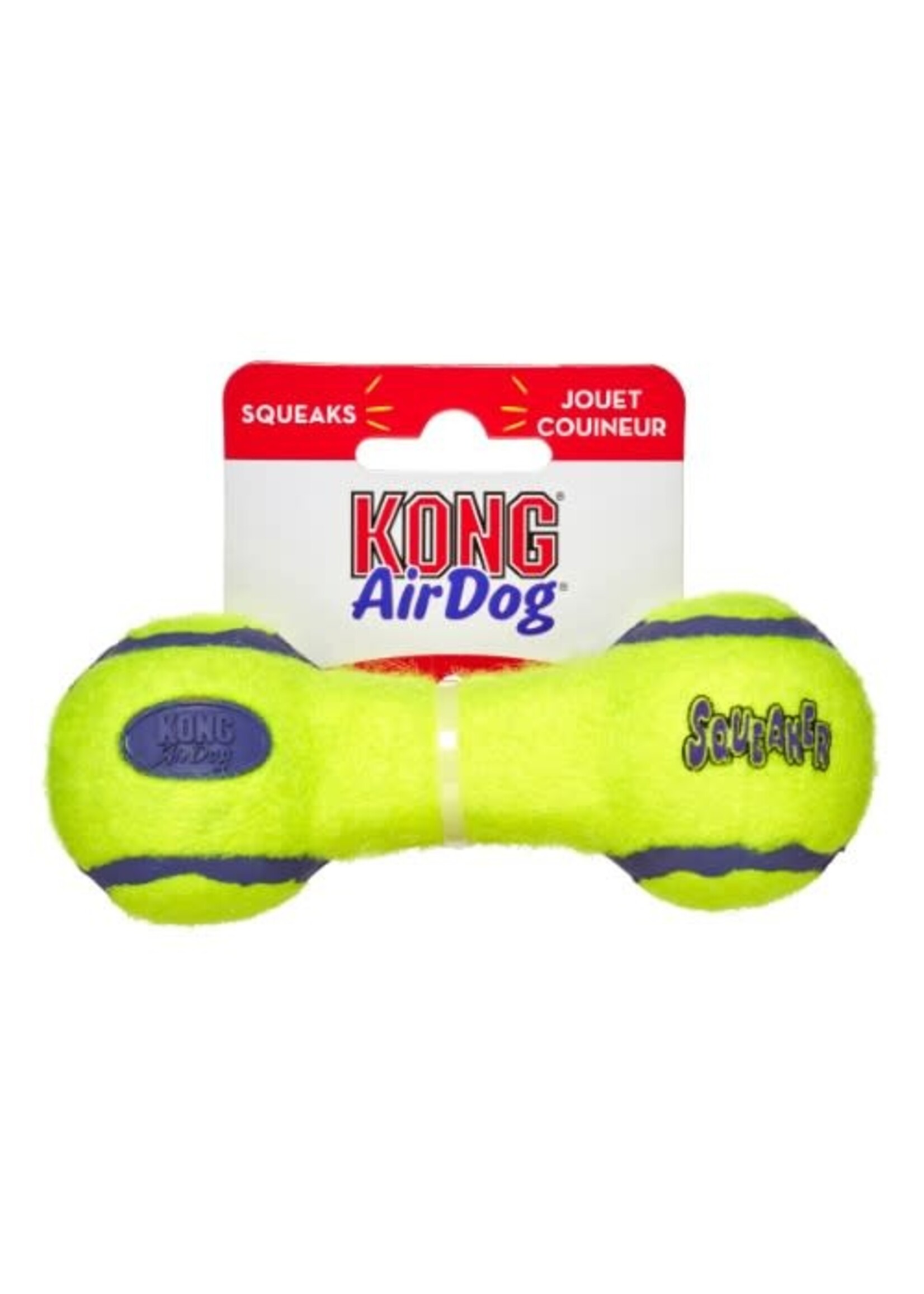 KONG KONG AirDog Squeaker Dumbbell Dog Toy - Small, Yellow