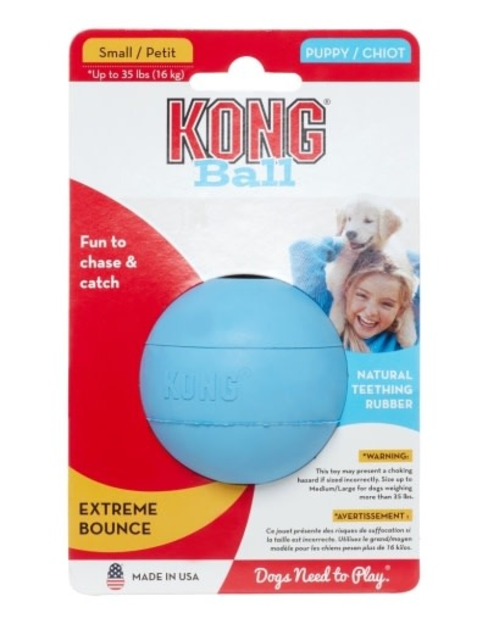 KONG KONG Puppy Ball With Hole Dog Toy Assorted - Small