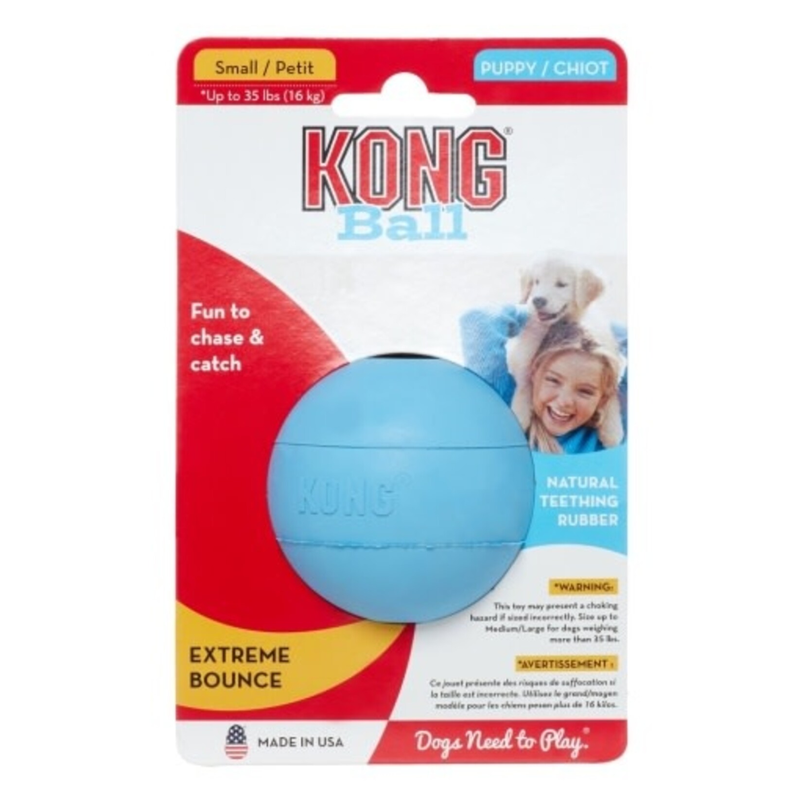 KONG KONG Puppy Ball With Hole Dog Toy Assorted - Small