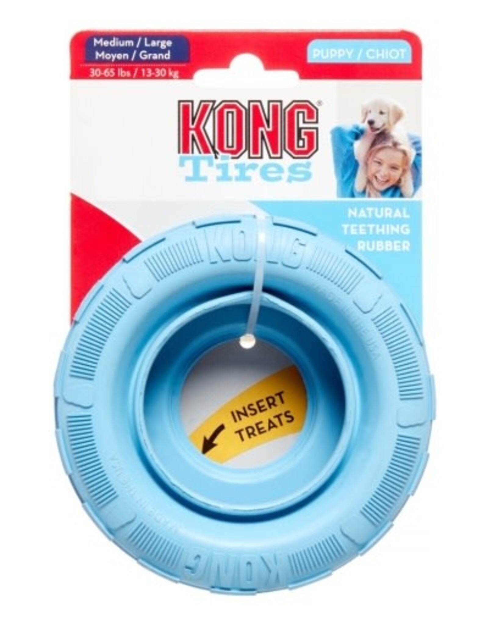 KONG KONG Puppy Tires Dog Toy - Pink/Blue, Medium/Large