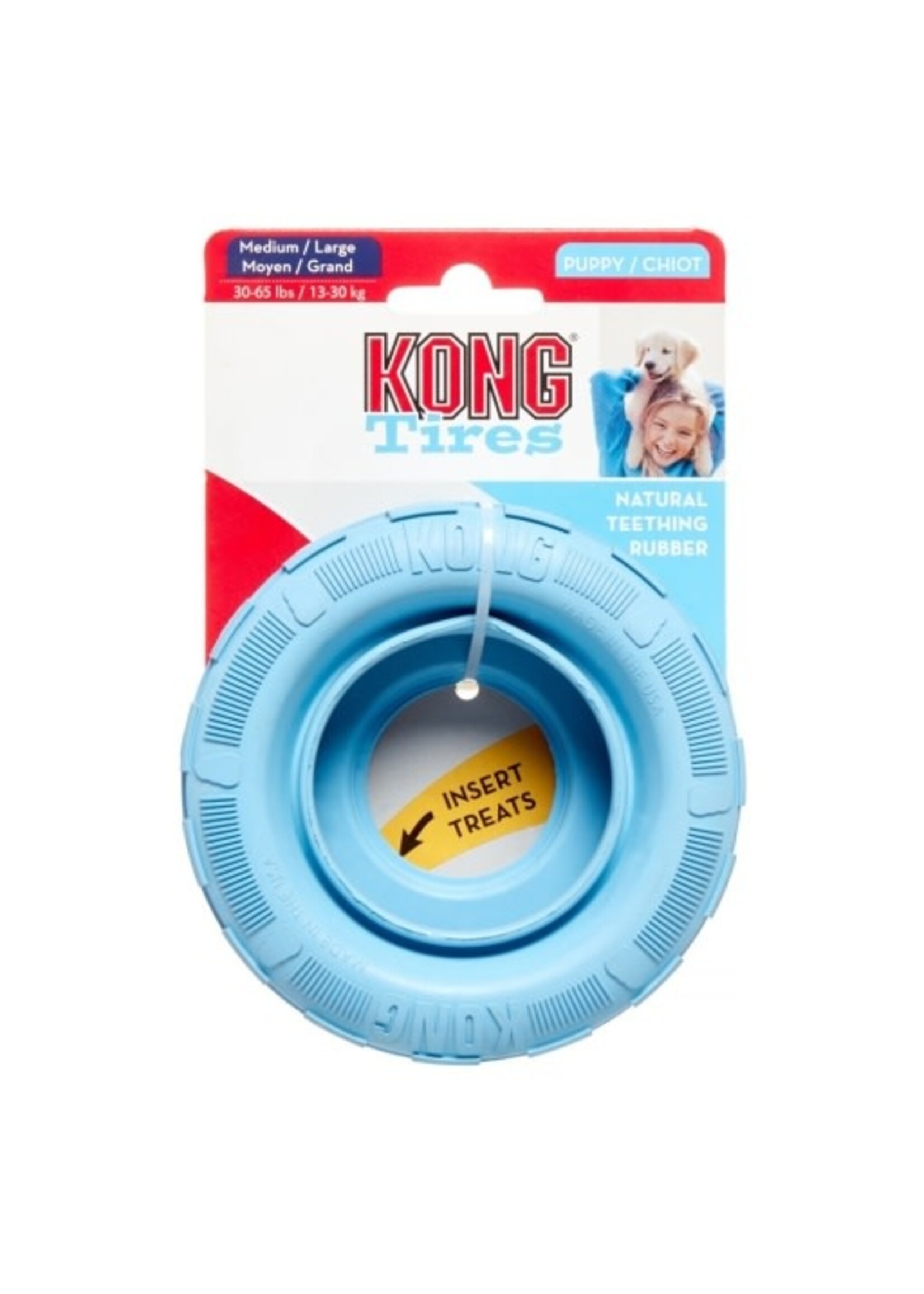 KONG KONG Puppy Tires Dog Toy - Pink/Blue, Medium/Large