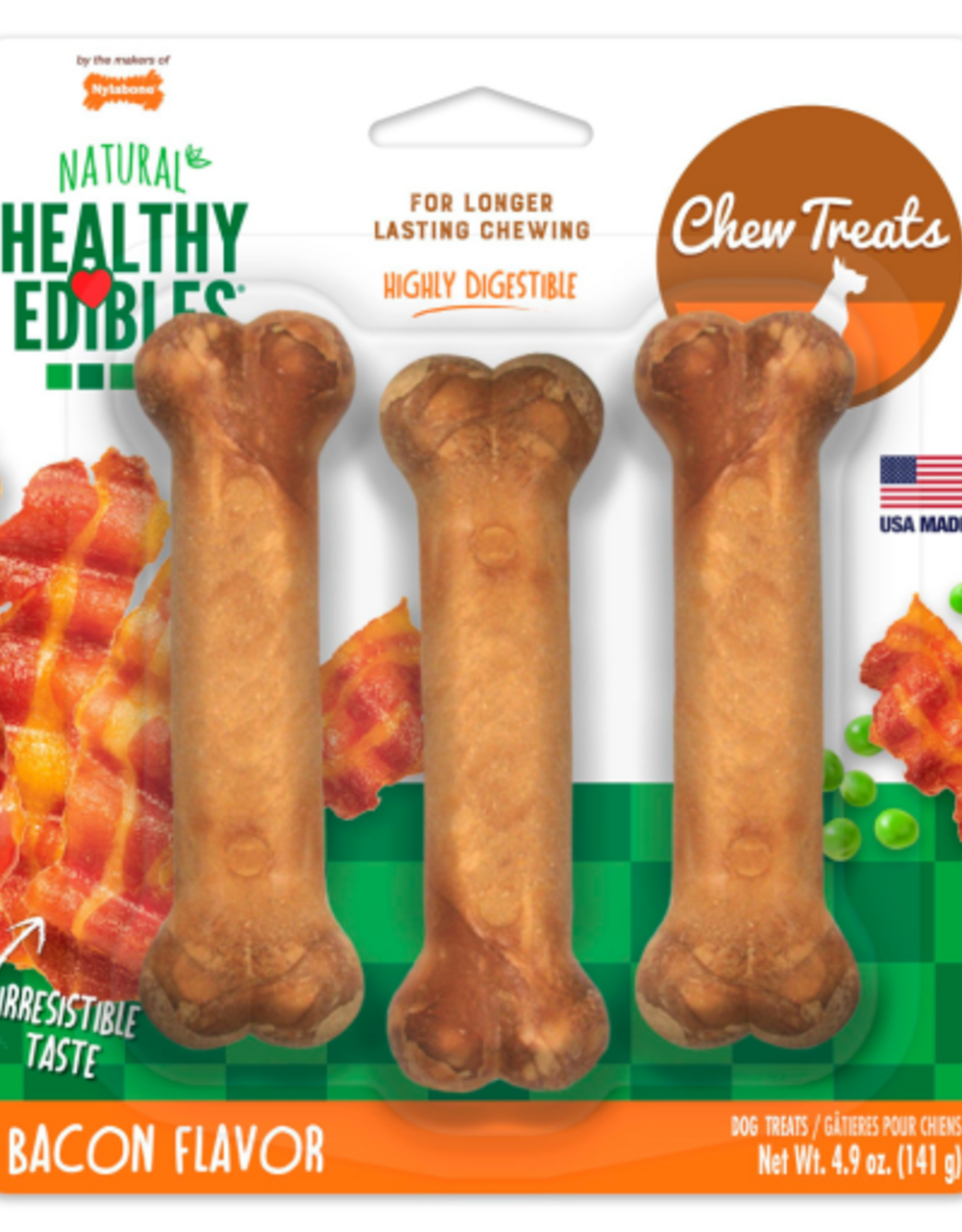 Nylabone Nylabone Healthy Edibles All-Natural Bacon Chew Treats 3 Pack - Small