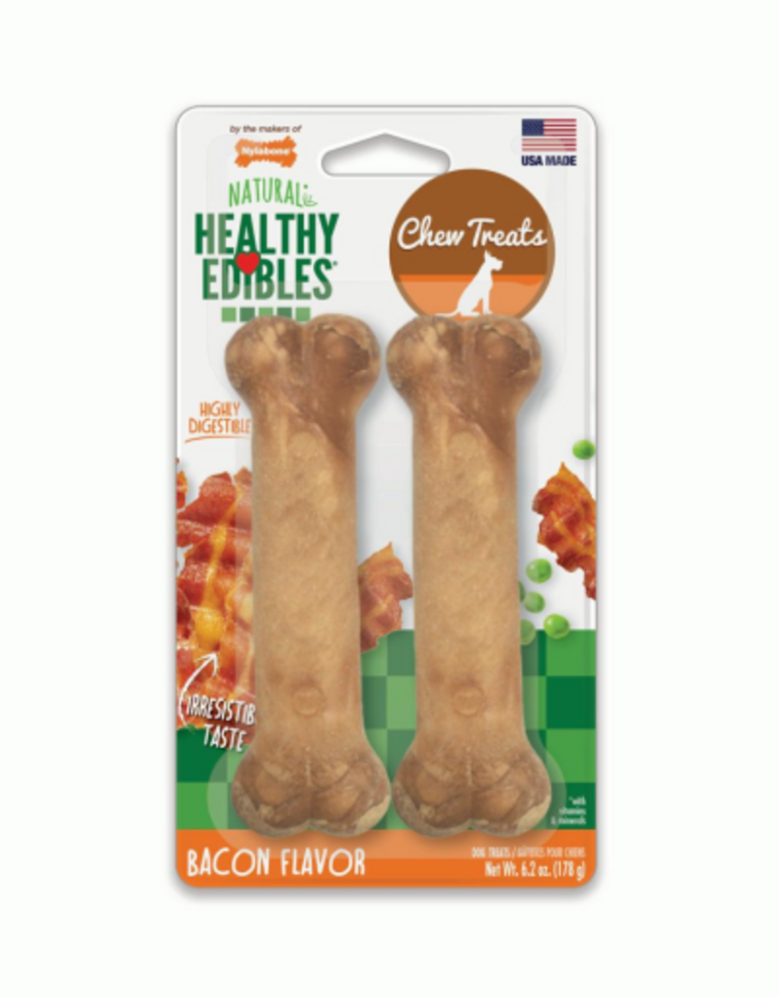 Nylabone Nylabone Healthy Edibles Longer Lasting Bacon Treats Wolf 2 count