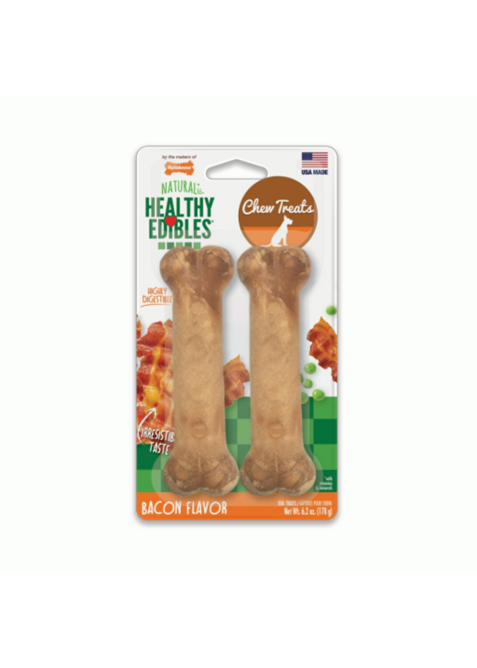Nylabone Nylabone Healthy Edibles Longer Lasting Bacon Treats Wolf 2 count