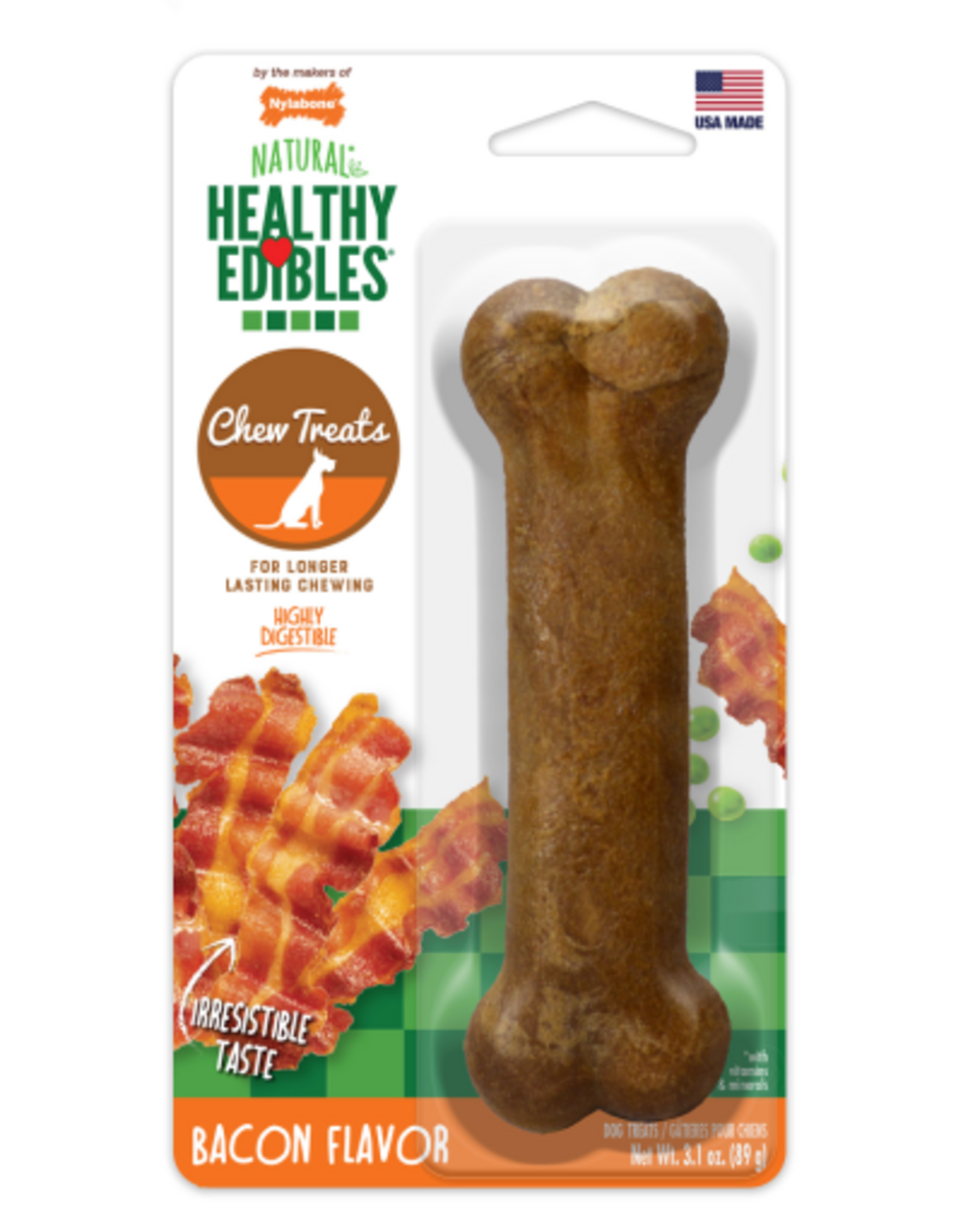 Nylabone Nylabone Healthy Edibles Bacon Dog Bone Toy - Medium