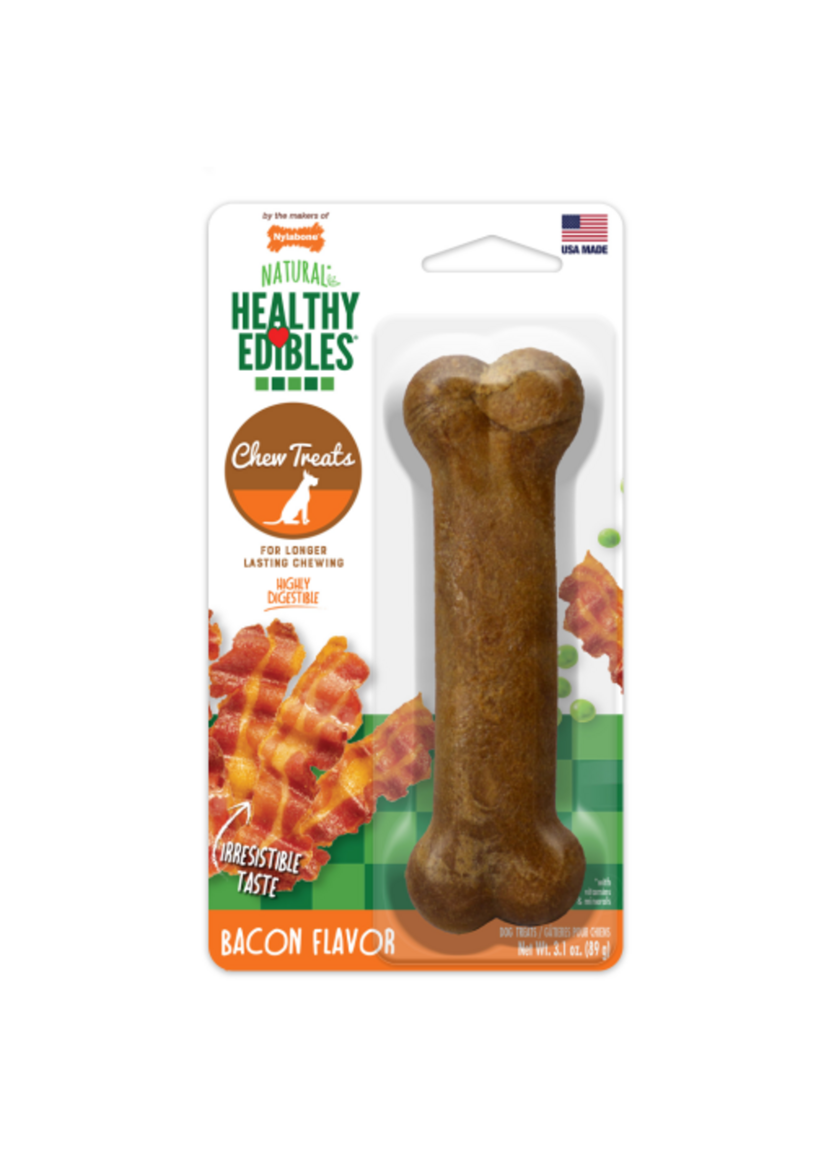 Nylabone Nylabone Healthy Edibles Bacon Dog Bone Toy - Medium