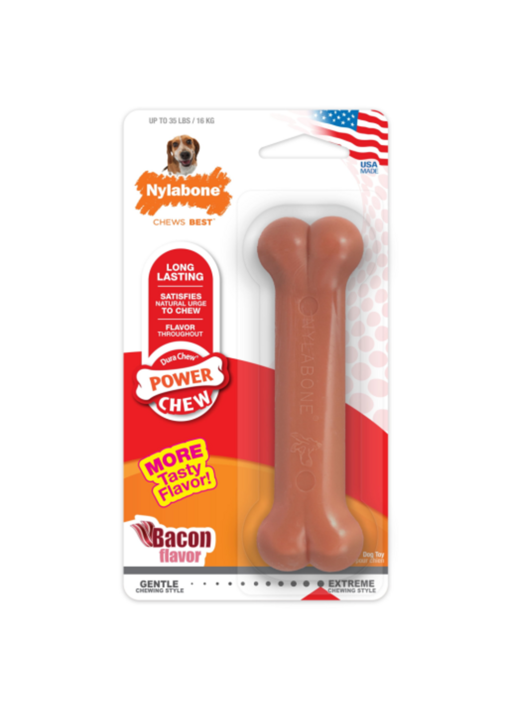 Nylabone NYLABONE DURA CHEW BONE BACON-WOLF/MEDIUM