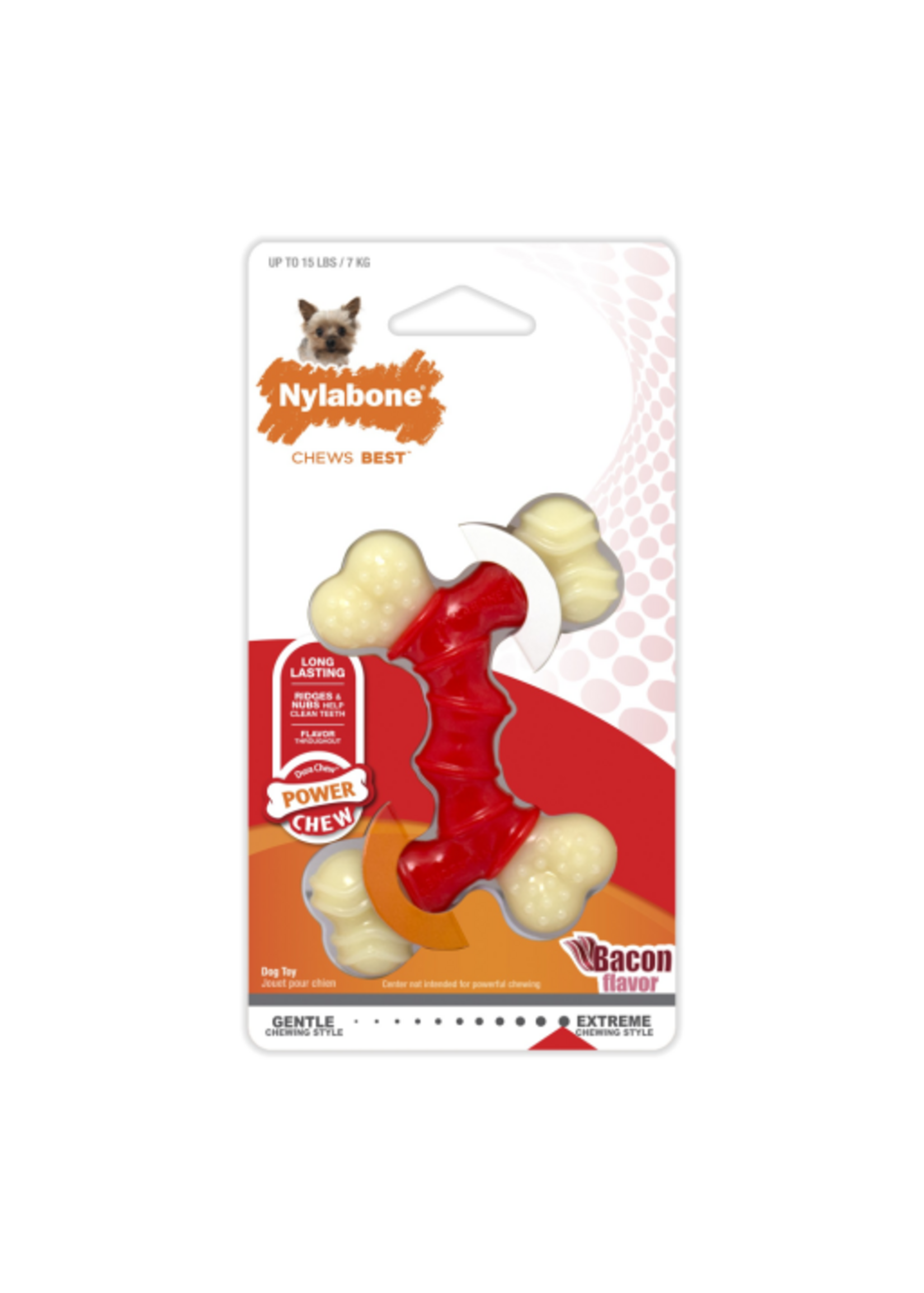 Nylabone Nylabone Double Bone Bacon Dog Chew Toy - X-Small
