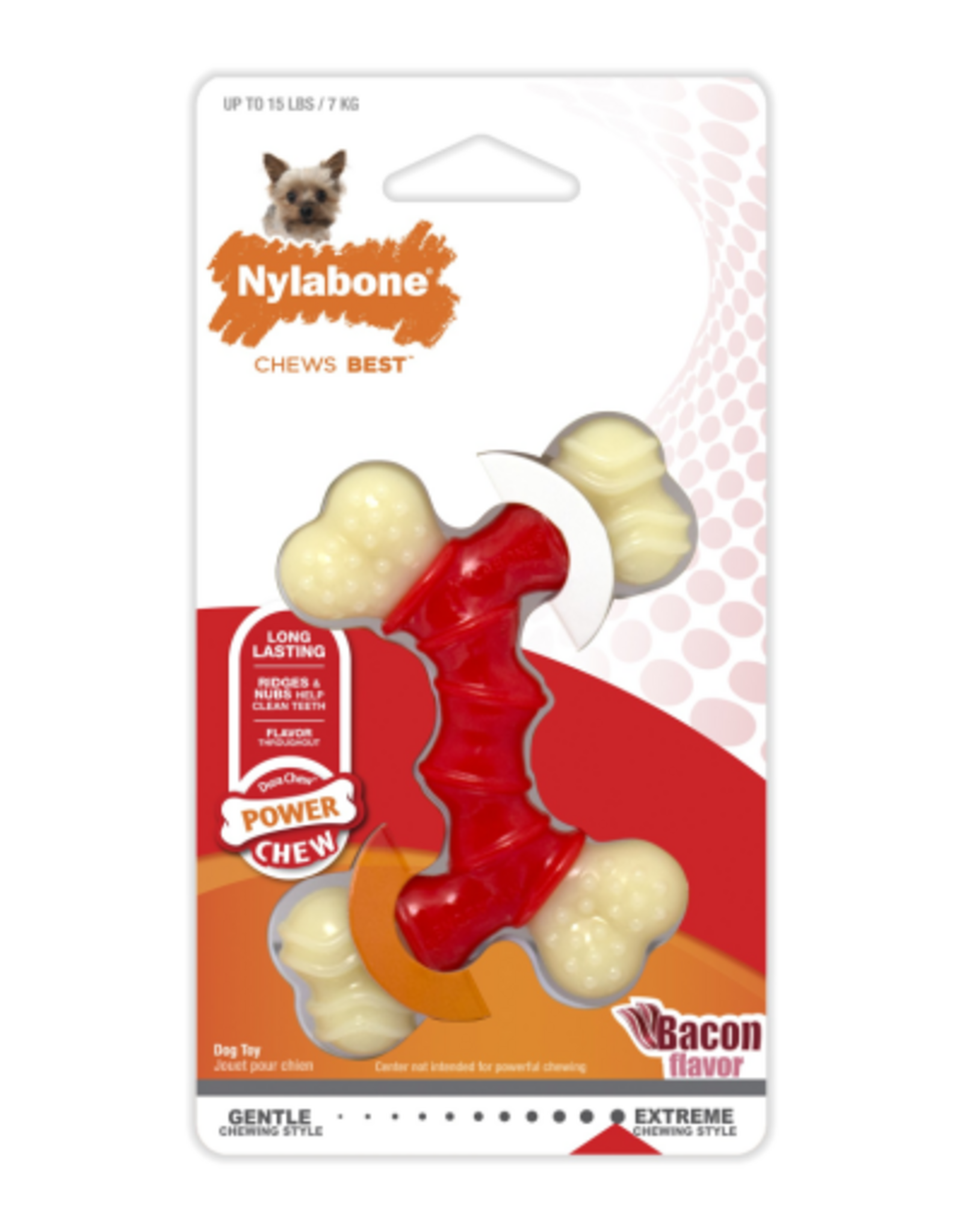 Nylabone Nylabone Double Bone Bacon Dog Chew Toy - X-Small
