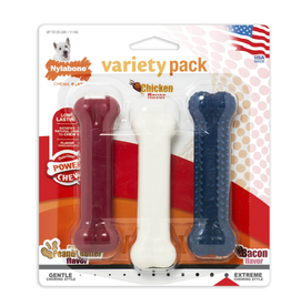 Nylabone NYLABONE DURA CHEW TRIPLE PACK REGULAR- BACON, PEANUT BUTTER, CHICKEN