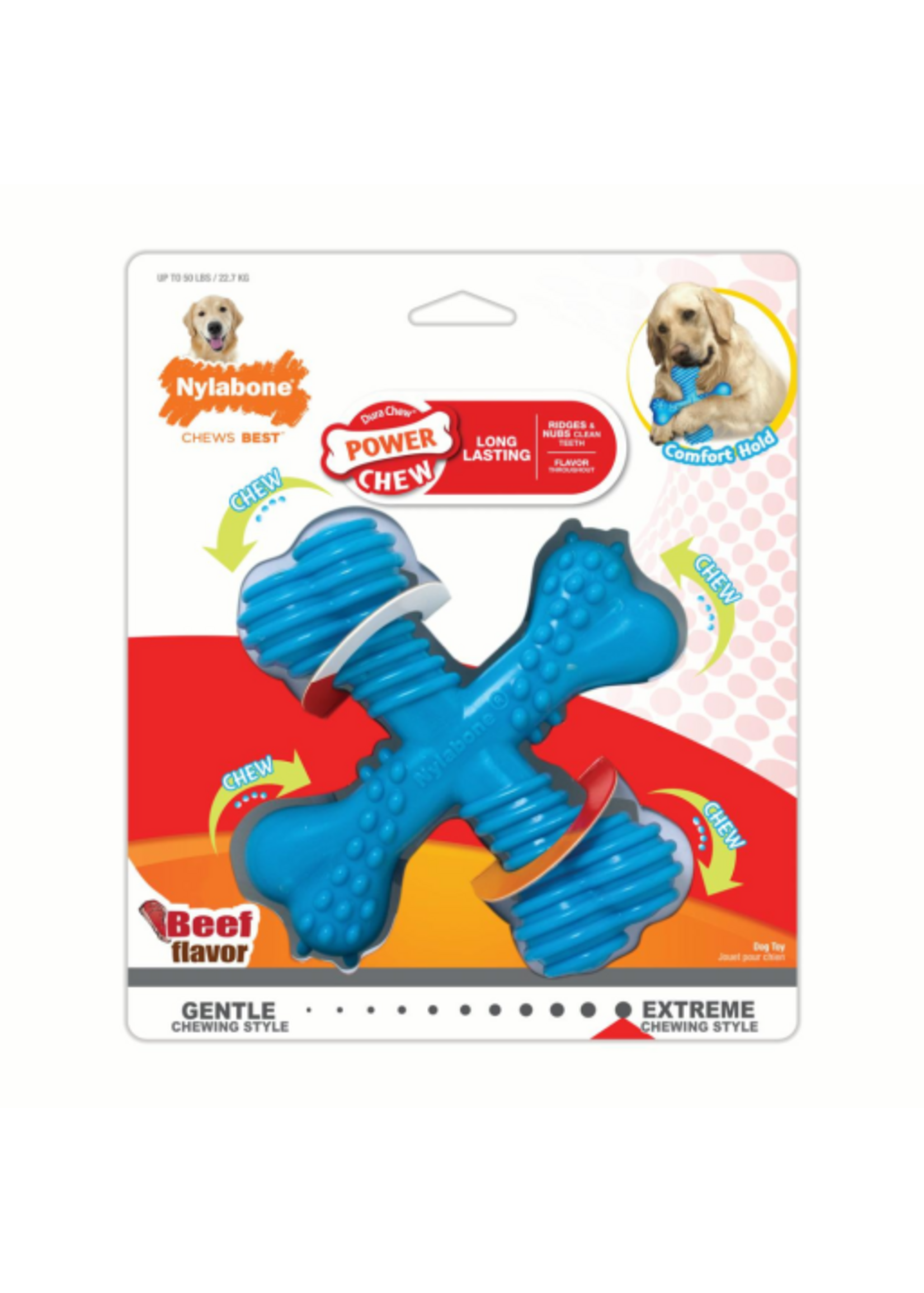 Nylabone NYLABONE COMFORT HOLD  X BONE BEEF LARGE