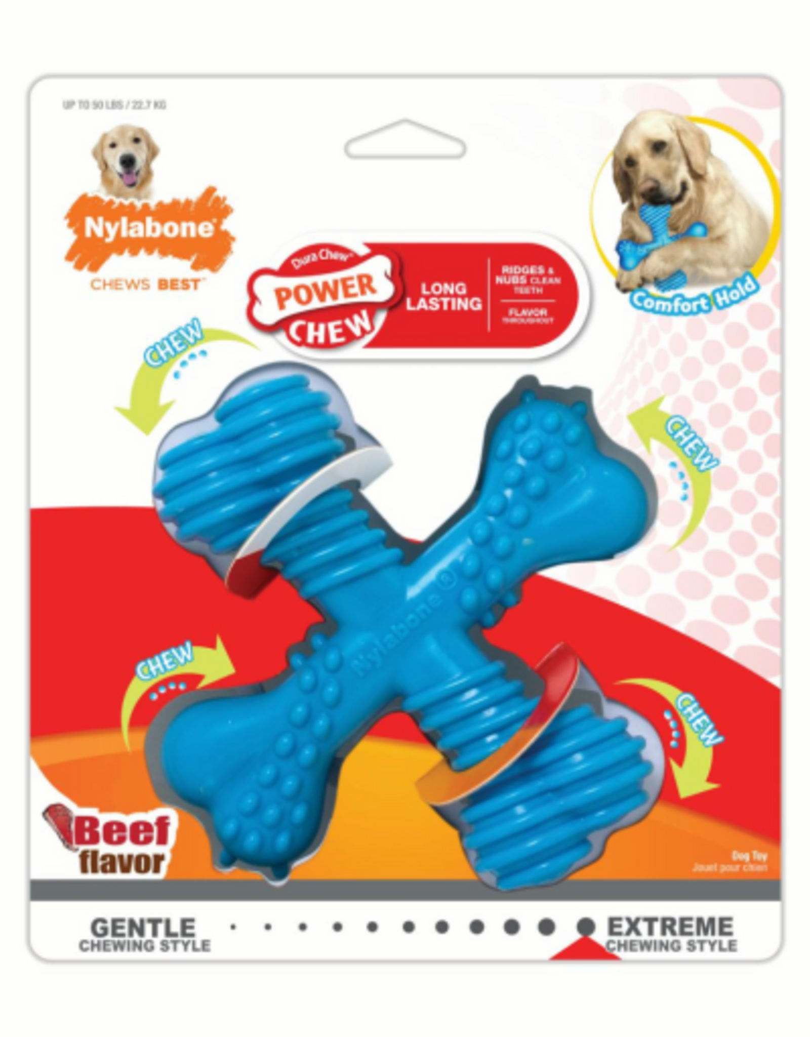 Nylabone NYLABONE COMFORT HOLD  X BONE BEEF LARGE